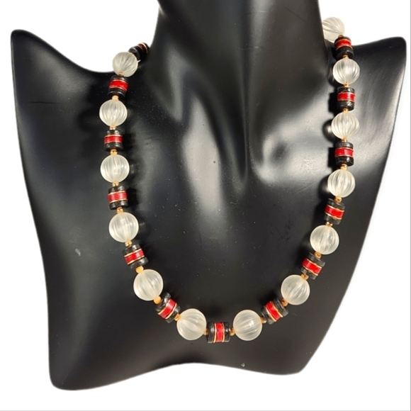 Vintage Frosted Crystal Ball Necklace - Picture 1 of 4